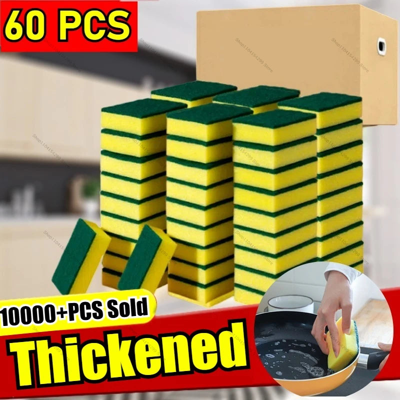1-60PCS Kitchen Sponges Dual-Sided Scrub Pads Super Absorbent Dish Towel Scratch Resistant Scrubbing Sponge Highly Absorbent Oasis Select