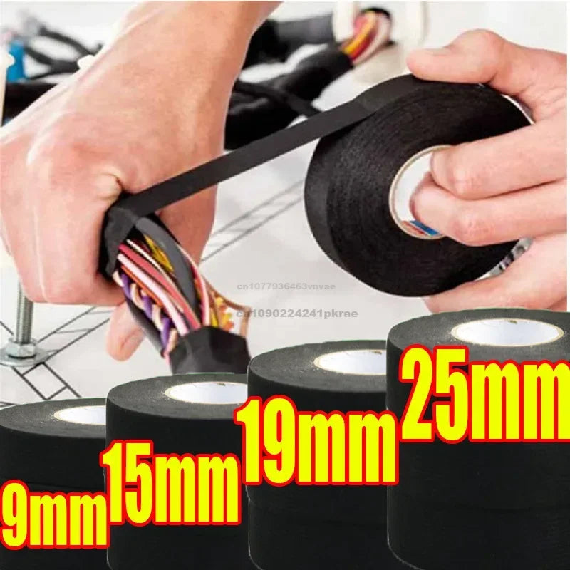 Black Electrical Insulating Tape Fabric Adhesive Tape Automotive Cloth Tape Sound Absorbing Tapes Heat Waterproof Resistance Oasis Select