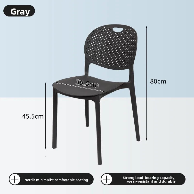 Plastic chair Back chair Thickened desk stool Study home bedroom Nordic creative dining chair can be stacked Oasis Select Grey 2 pieces