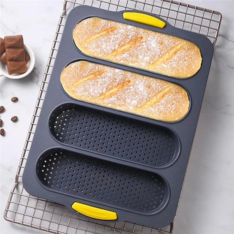 4 Grids Silicone Cake Mold Bread Baking Mold Bread Pan Baguette Baking Tray No Stick Loaf Pan Bread Toast Mould Pastry Tools Oasis Select