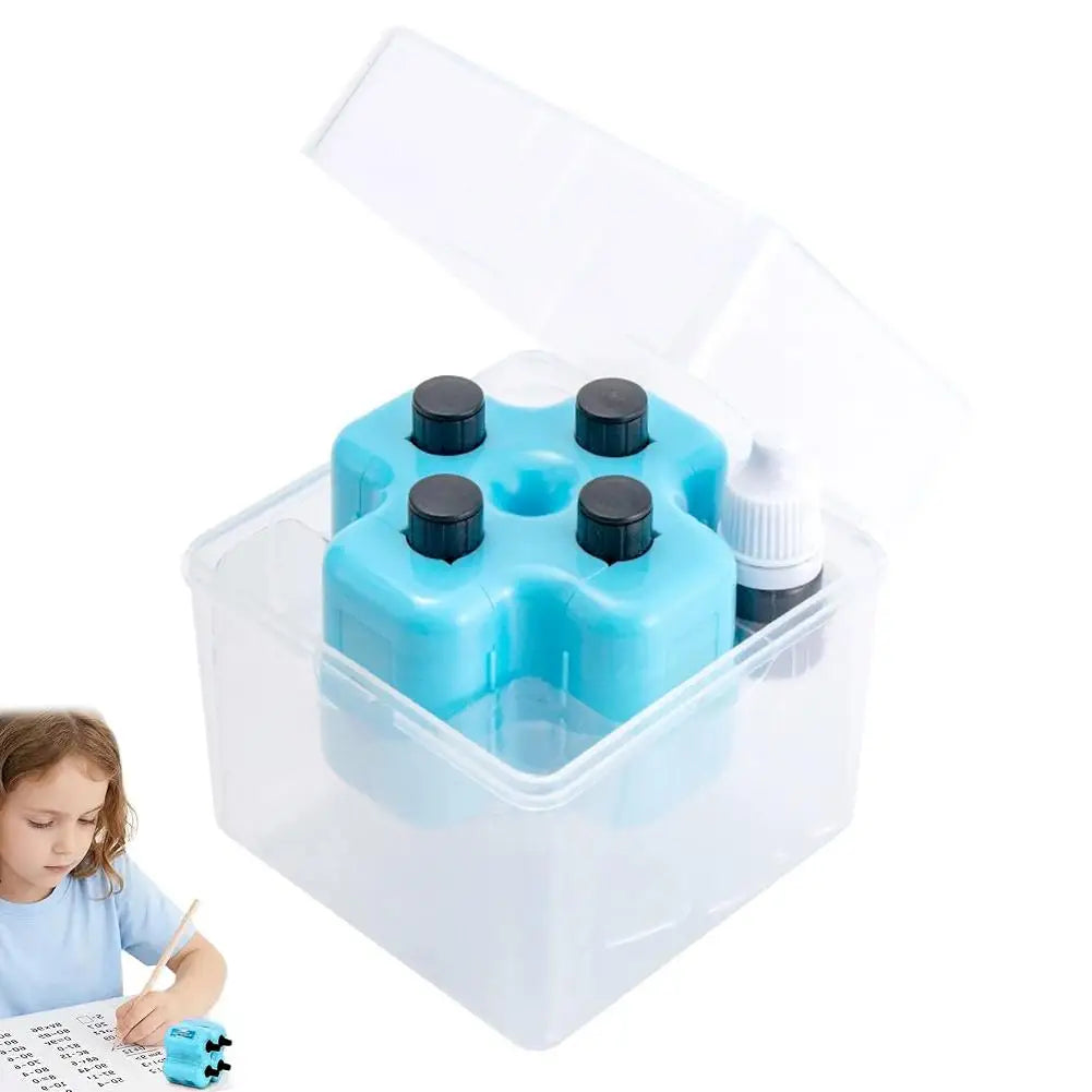 Math Roller Stamp Set 4 in 1 Math Practice Stamp Addition Subtraction Multiplication Division Randomized Stamp for Preschool Oasis Select Blue