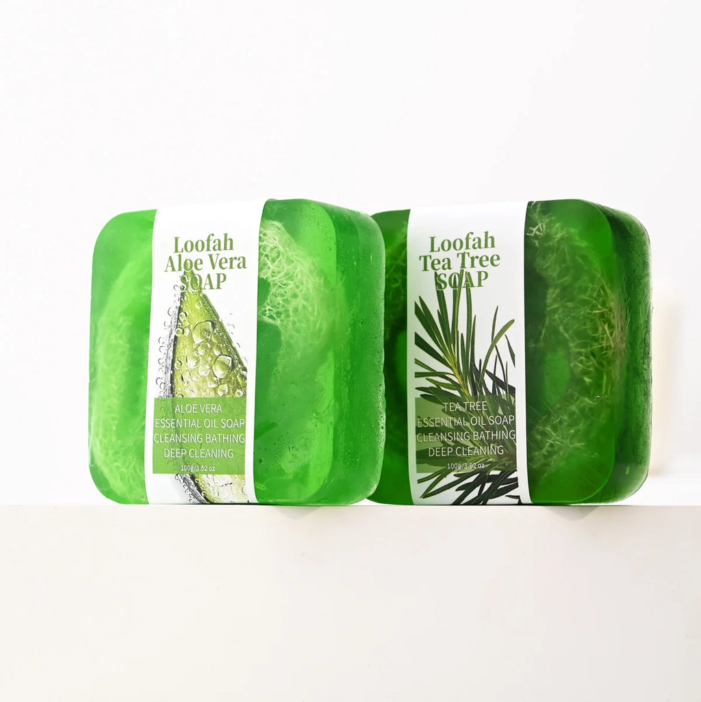 Natural Aloe Vera Luffa Soap – Lemon Brightening & Oil Control