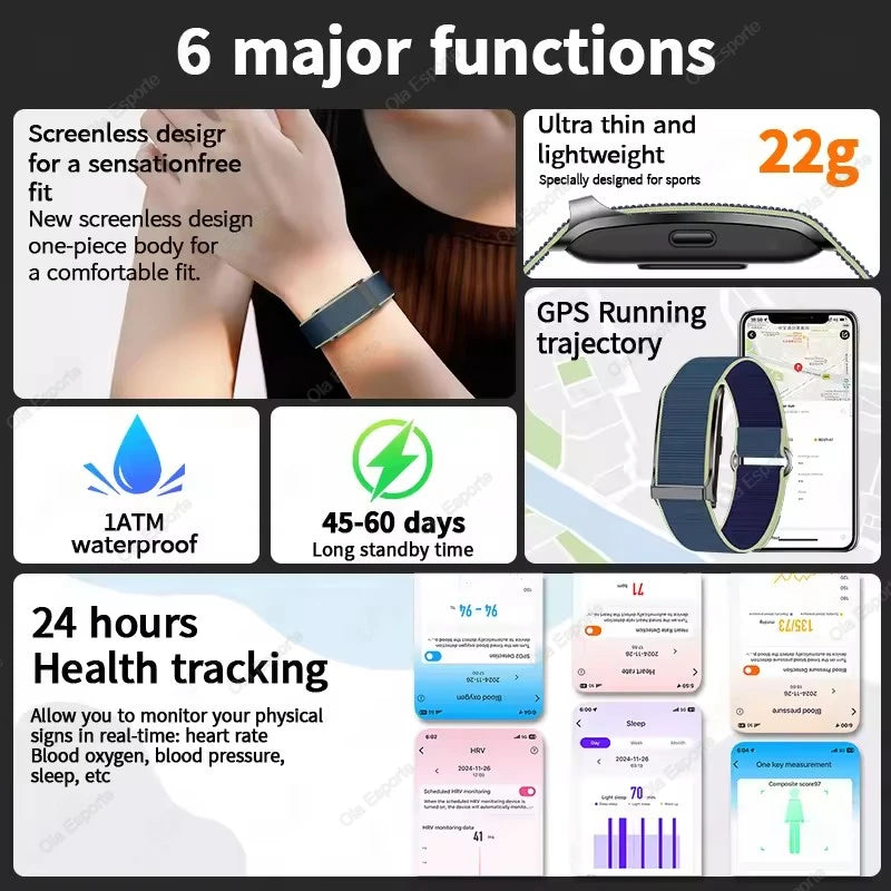 Smart Fitness Bracelet – Heart Rate, SpO2, Sleep & GPS Track