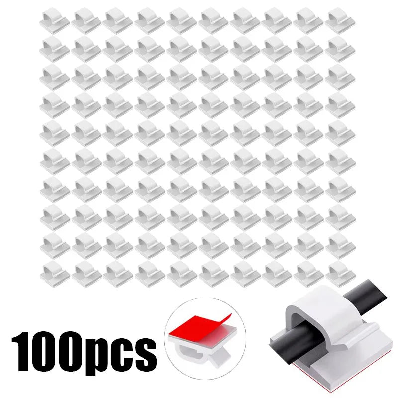 10/30/100PCS Cable Organizer Clips Cable Management Wire Manager Cord Holder USB Charging Data Line Bobbin Winder Wall Mounted Oasis Select 100PCS-White