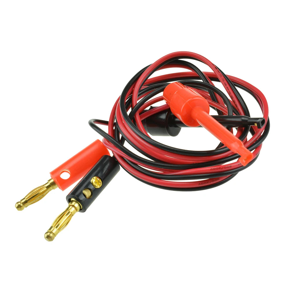 1m Small Test Hook Clip to Banana Plug Cable for Multimeter Test Lead Cables Black White Electrical Clamp Dual Tester 1 Pair Oasis Select
