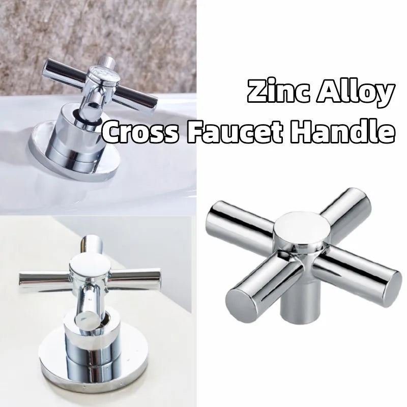 Cross Faucet Handle Knob Zinc Alloy Handwheel Universal Hot Cold Sink Taps Switch for Kitchen Bathroom Tap Replacement Parts Oasis Select