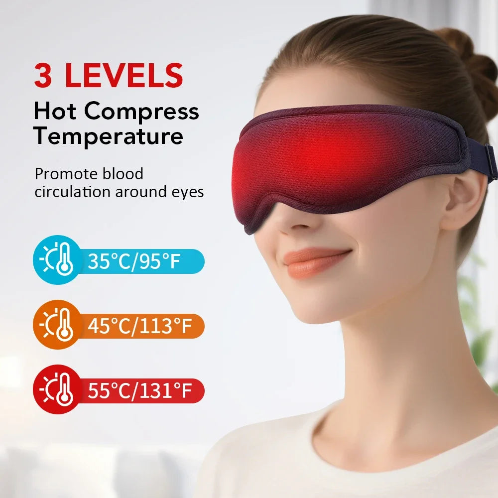 Electric Steam Eye Mask – 3D Heated Vibration Massage & Sleep