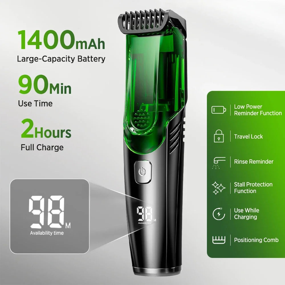AFDEAL Vacuum Beard Trimmer – LCD, IPX6, 20 Lengths, USB-C