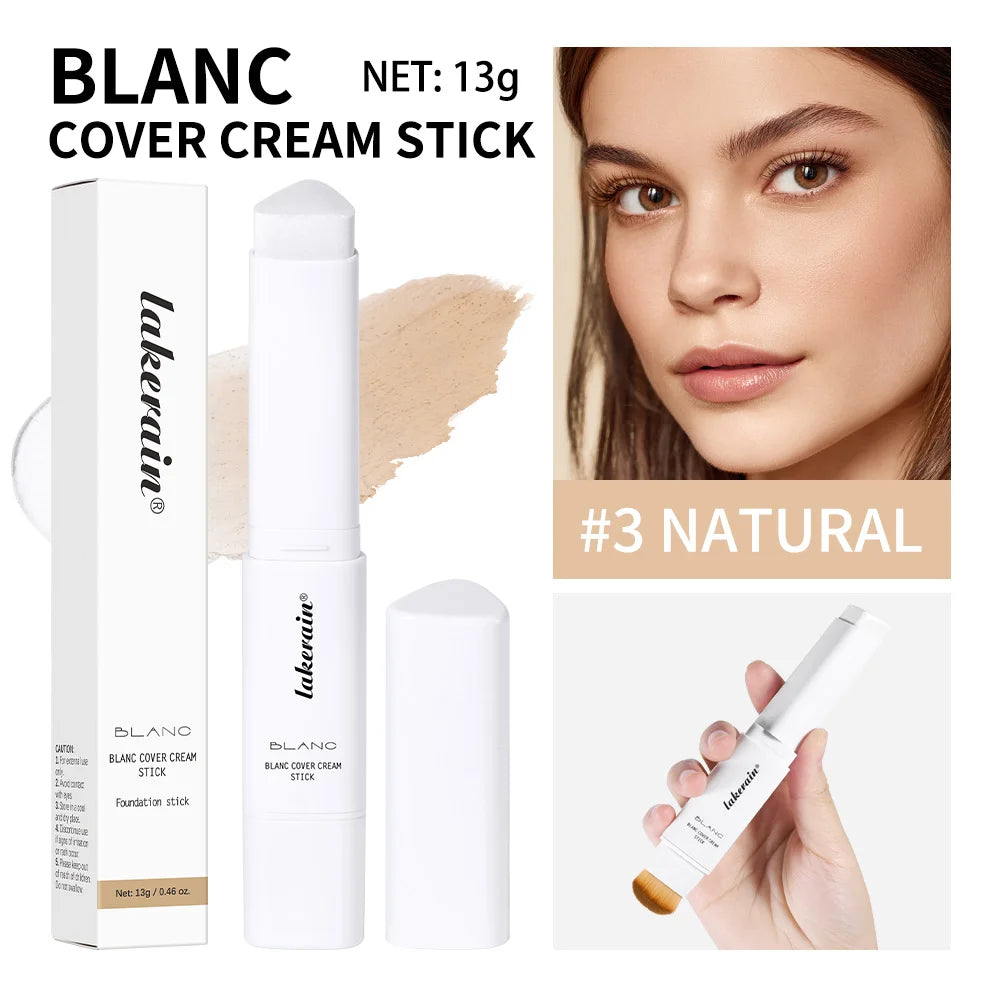 Foundation Stick Color Changing Foundation Detachable Brush Blanc Cover Cream Stick High Coverage Smoothly Blending Base Makeup Oasis Select 03 Natural