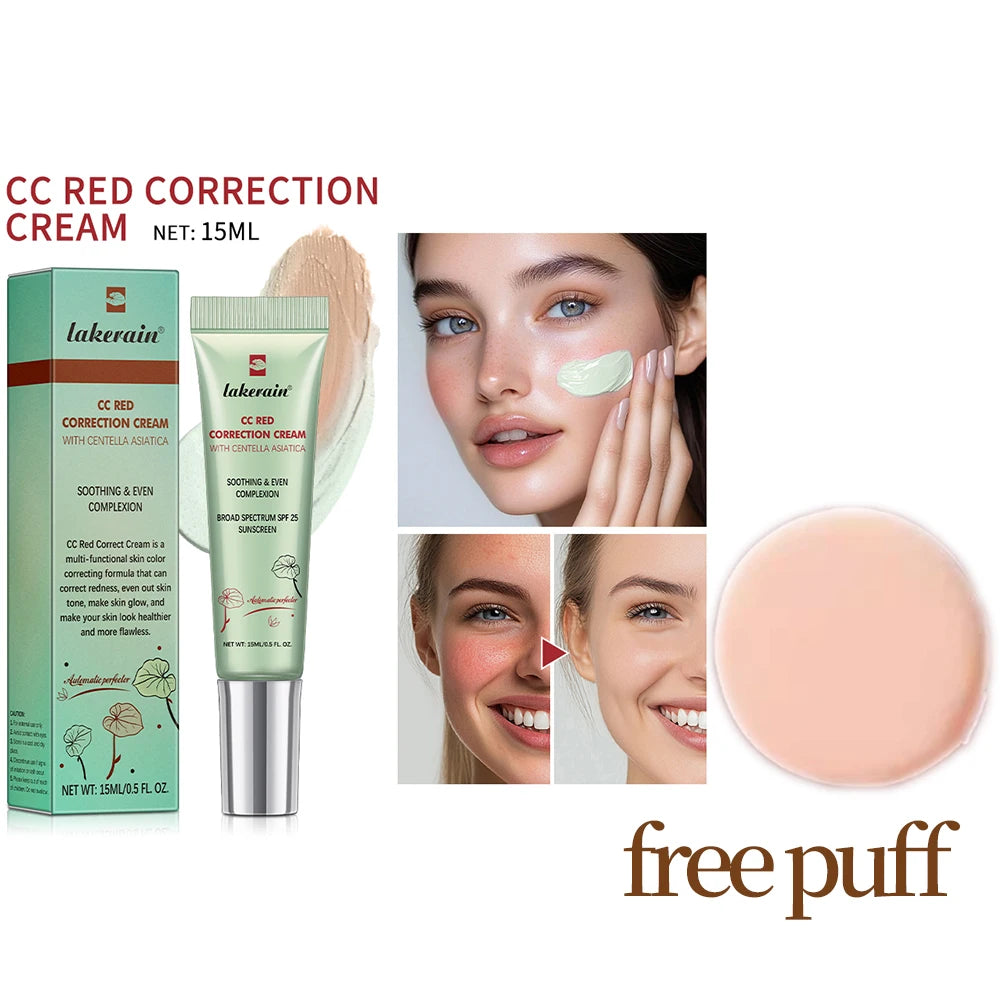 ibcccndc CC Cream Korean Foundation | Color Adapting, 15ml CC Cream Foundation Oasis Select With Free puff