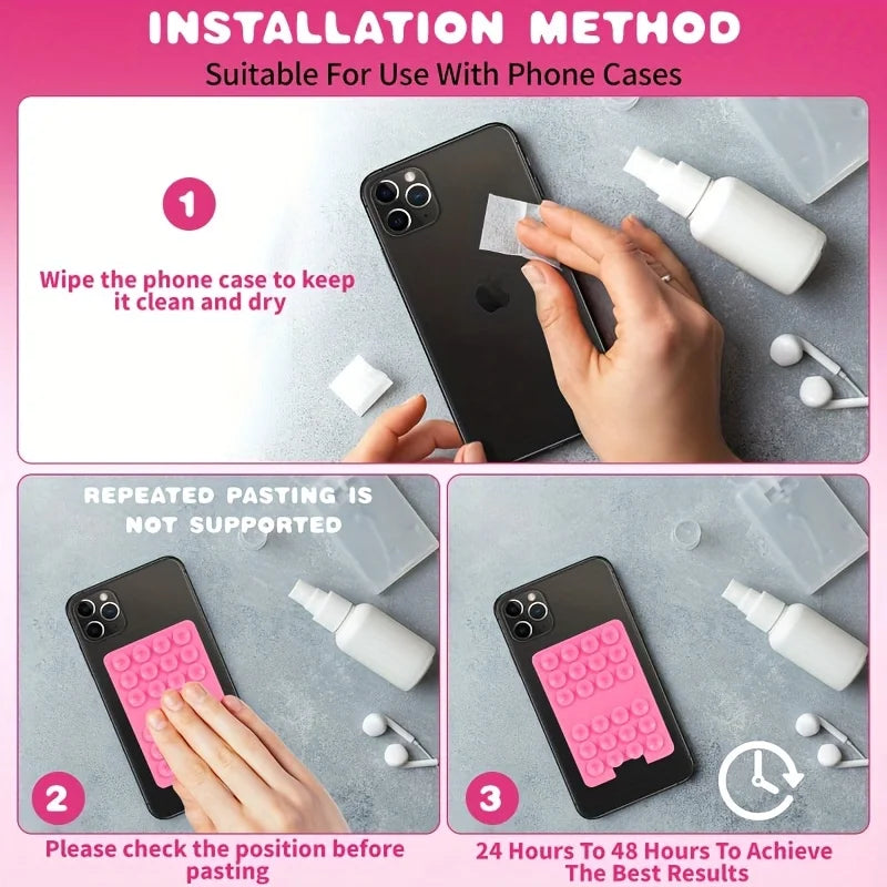 1pc Silicone Suction Cup Phone Holder with Card Wallet for Convenient Selfies, Compatible with Android and Iphone Oasis Select