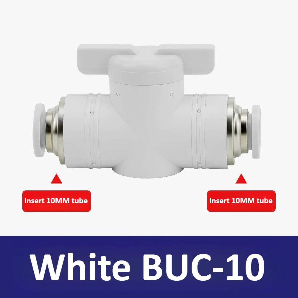 Black White BUC-4mm/6mm/8mm/10mm/12mm Pneumatic Switch Quick Insertion PU Air Pipe Joint Hand Valve Current Limit Air Valve Ball Oasis Select White 10 Direct to BUC