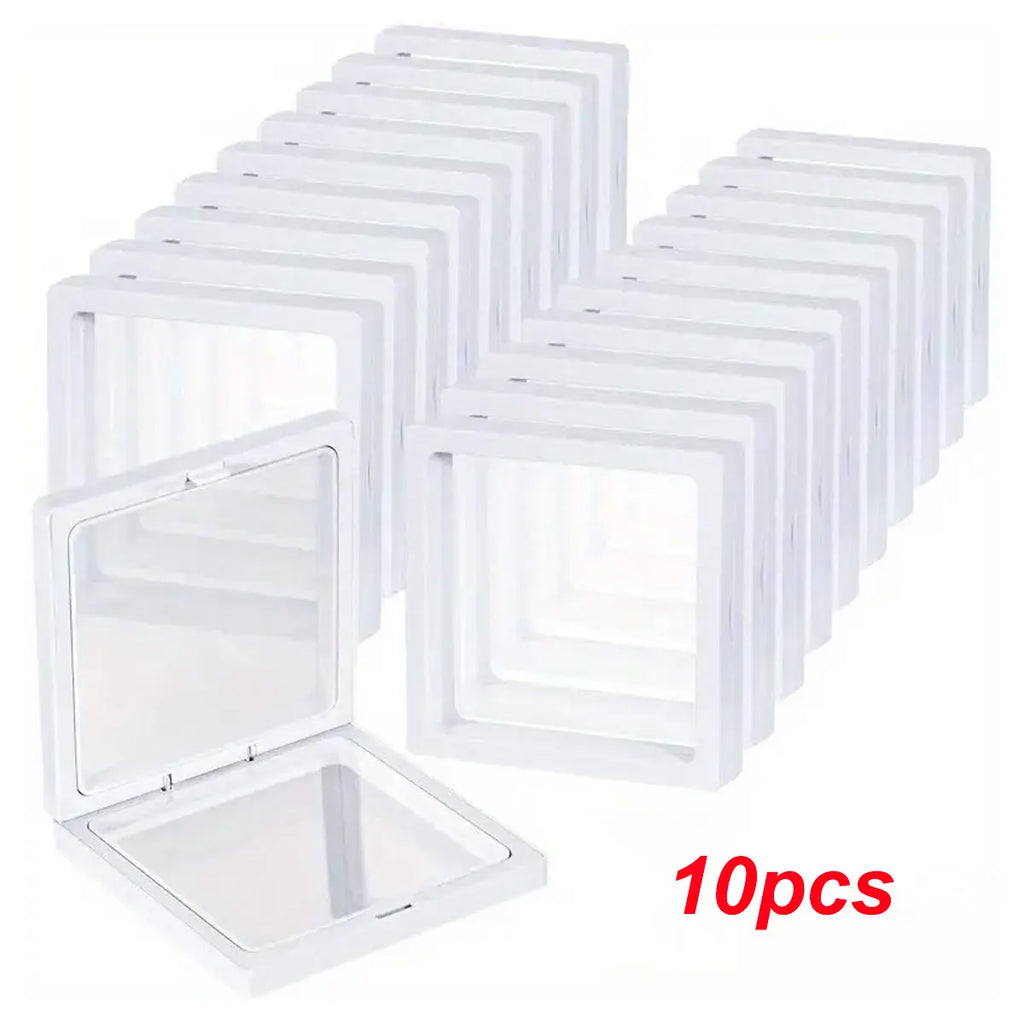 10pcs,Transparent floating display box, plastic film jewelry packaging box, jewelry, necklace, ring, and collectible storage box Oasis Select