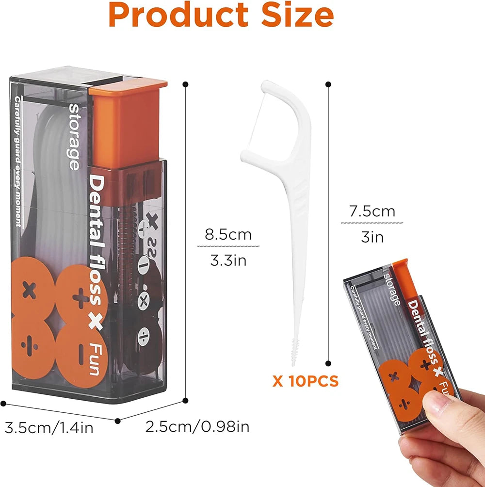 Automatic Dental Floss Storage Box Pop-Up Dental Floss Dispenser with 10Pcs Floss Dental Oral Hygiene Care Portable Oral Care Oasis Select Orange