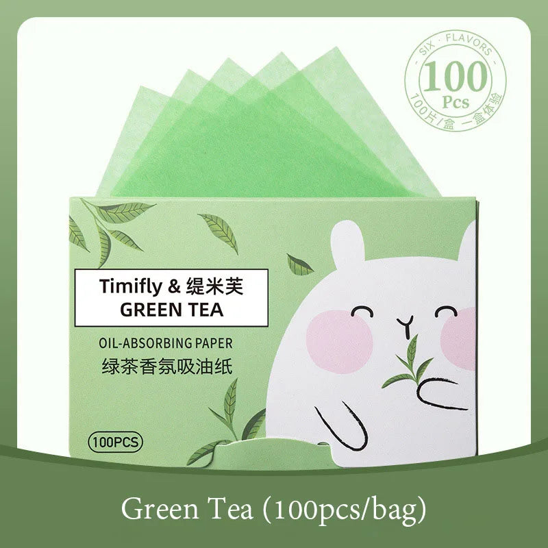 100-Pack Fragrance Facial Oil Absorbing Sheets for Women Oil Blotting Sheets Oasis Select Green Tea
