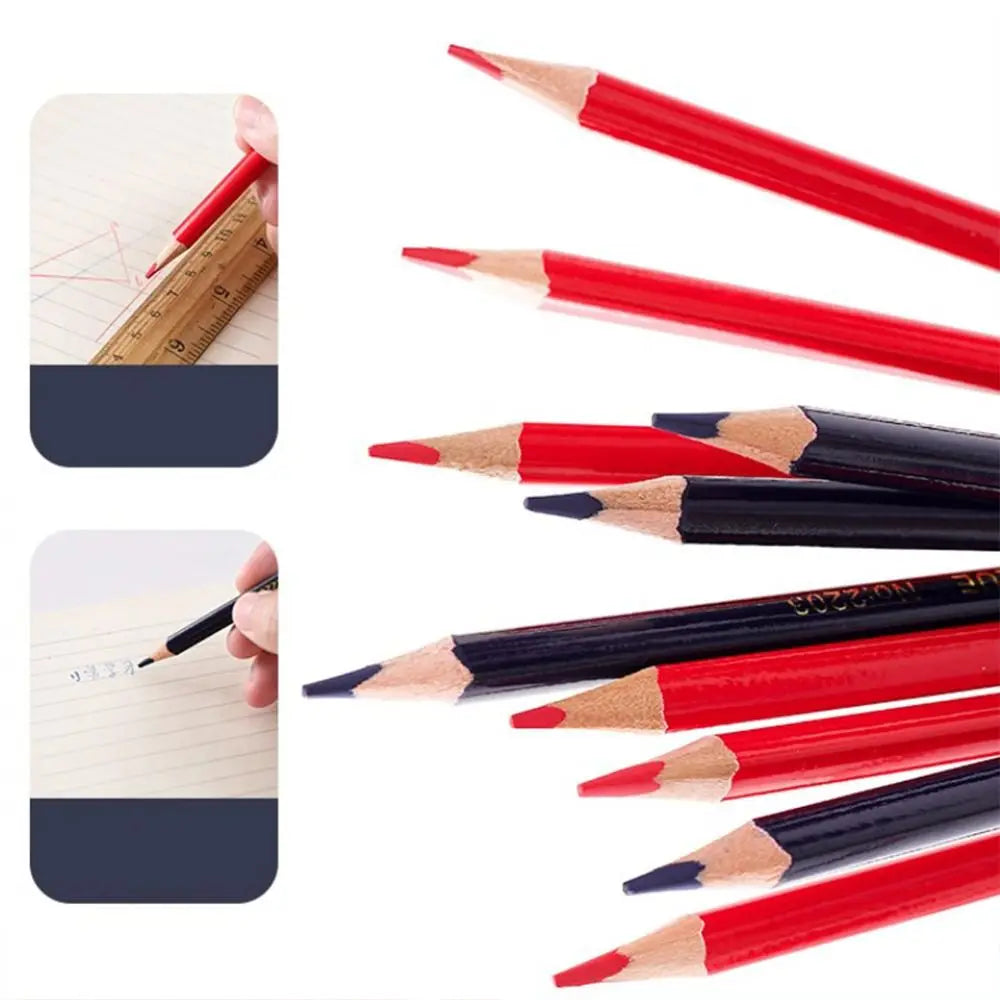 12pcs/set Students Writing Red&Blue Double Head Pencil Drawing Marking 2B Soft Lead Pencil Marker Tools Graphics Oasis Select