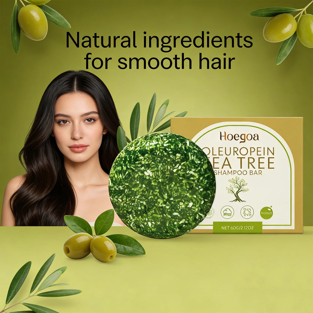 Oleuropein Tea Tree Shampoo Bar Oil Control Fluffy Hair Gentle Cleansing Scalp Nourishing Smooth Hair Strengthen Roots Hair Care Oasis Select