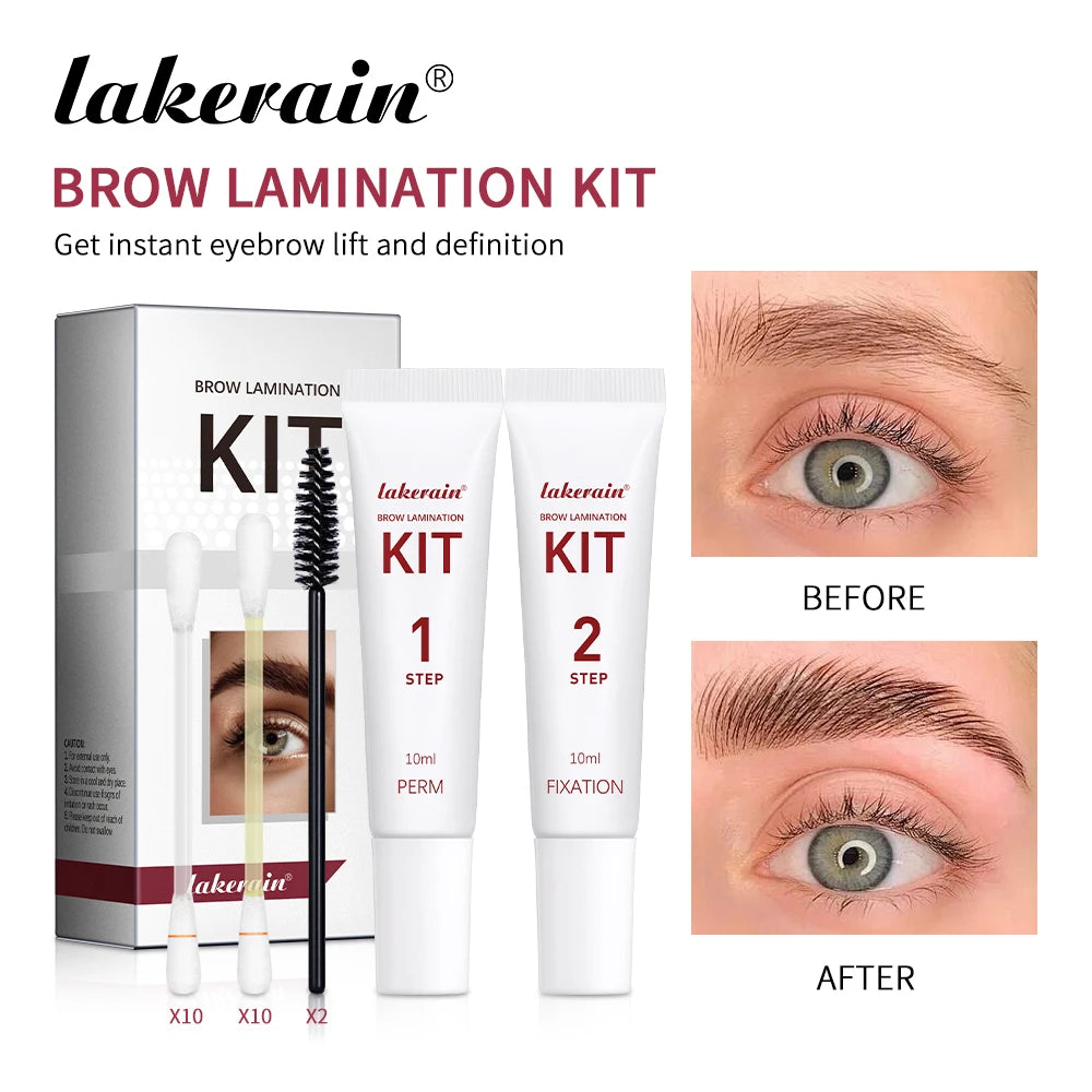 Lakerain Brow Lamination Kit Semi-Permanent Eyebrow Fixation Set Gentle Formula Instant Brow Lift Effect Eyes Makeup Tools Oasis Select
