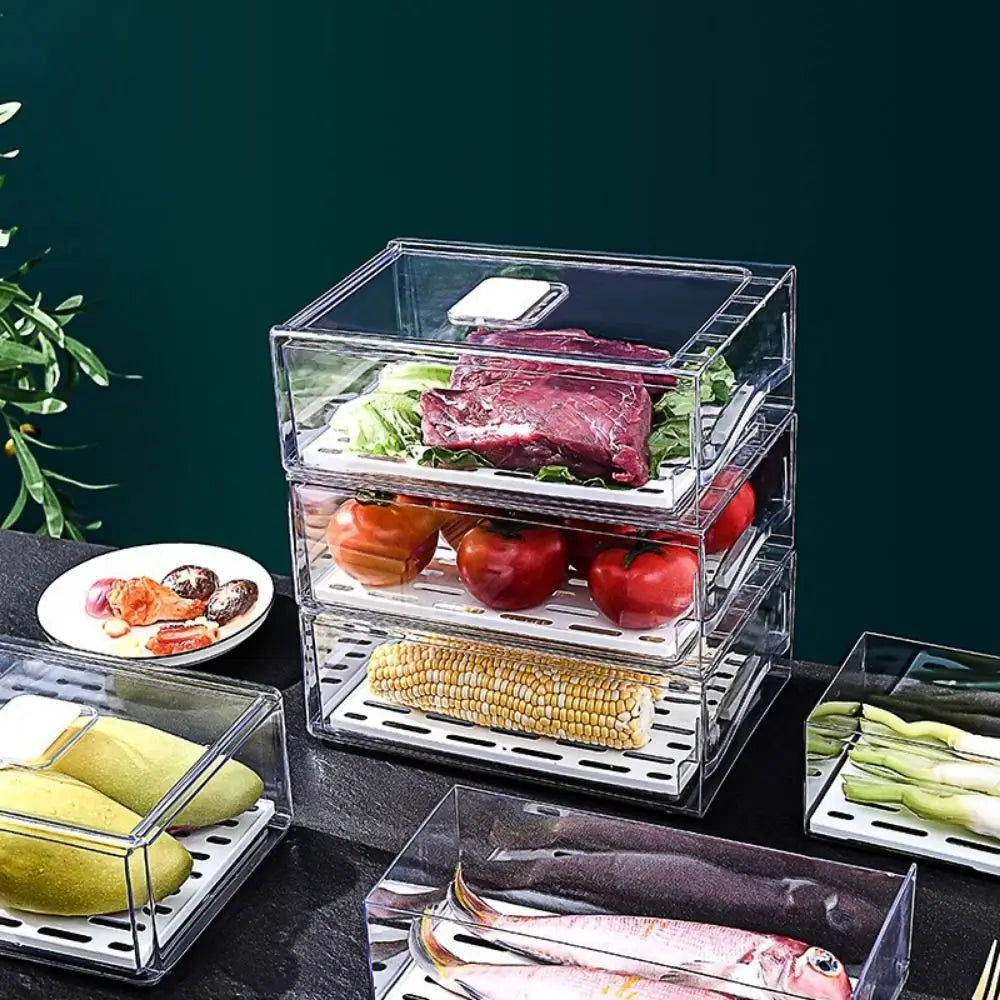 Stackable Refrigerator Drawer Storage Box – Transparent Large