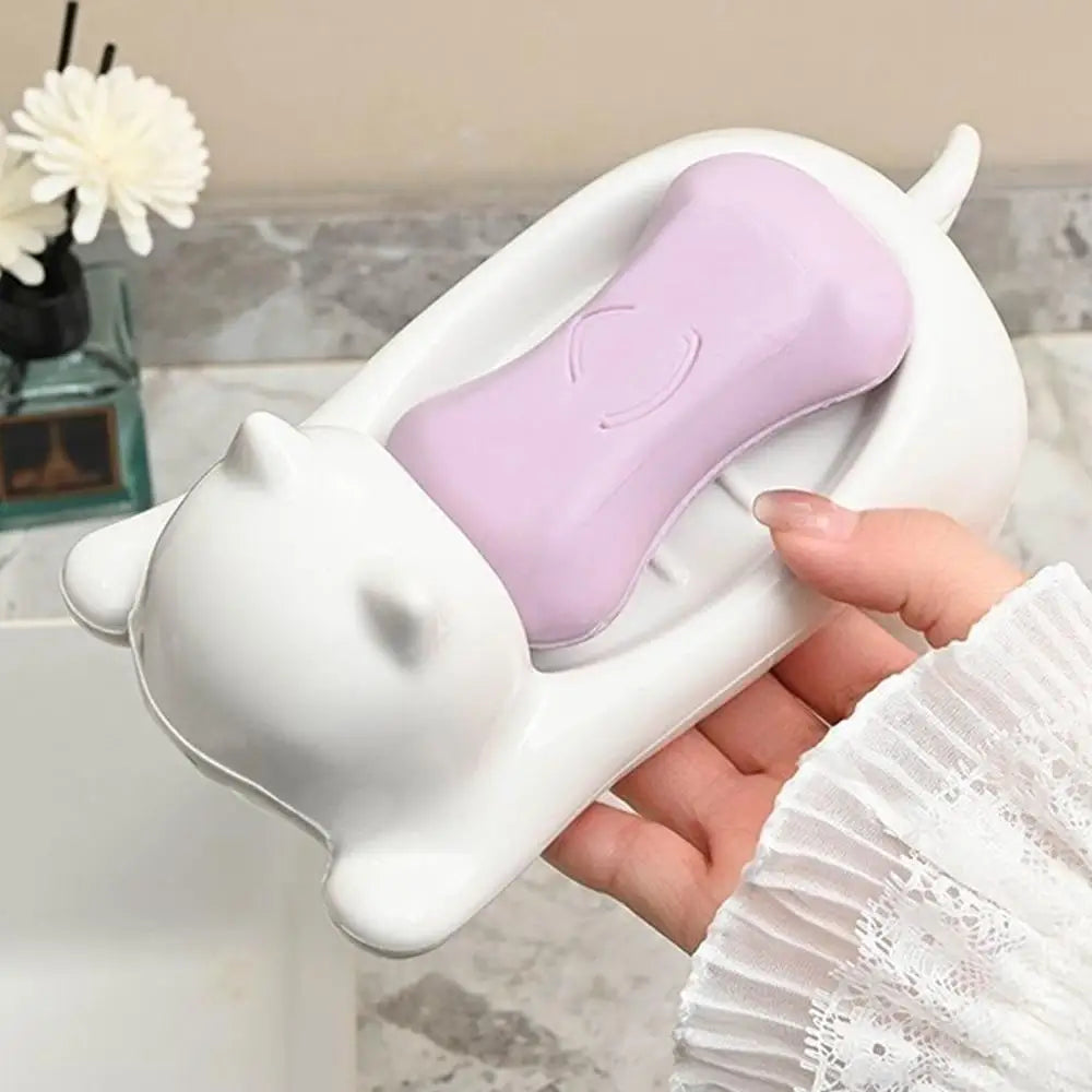 Cat-Shaped Soap Dish with Drainage – Cute Bathroom Accessory