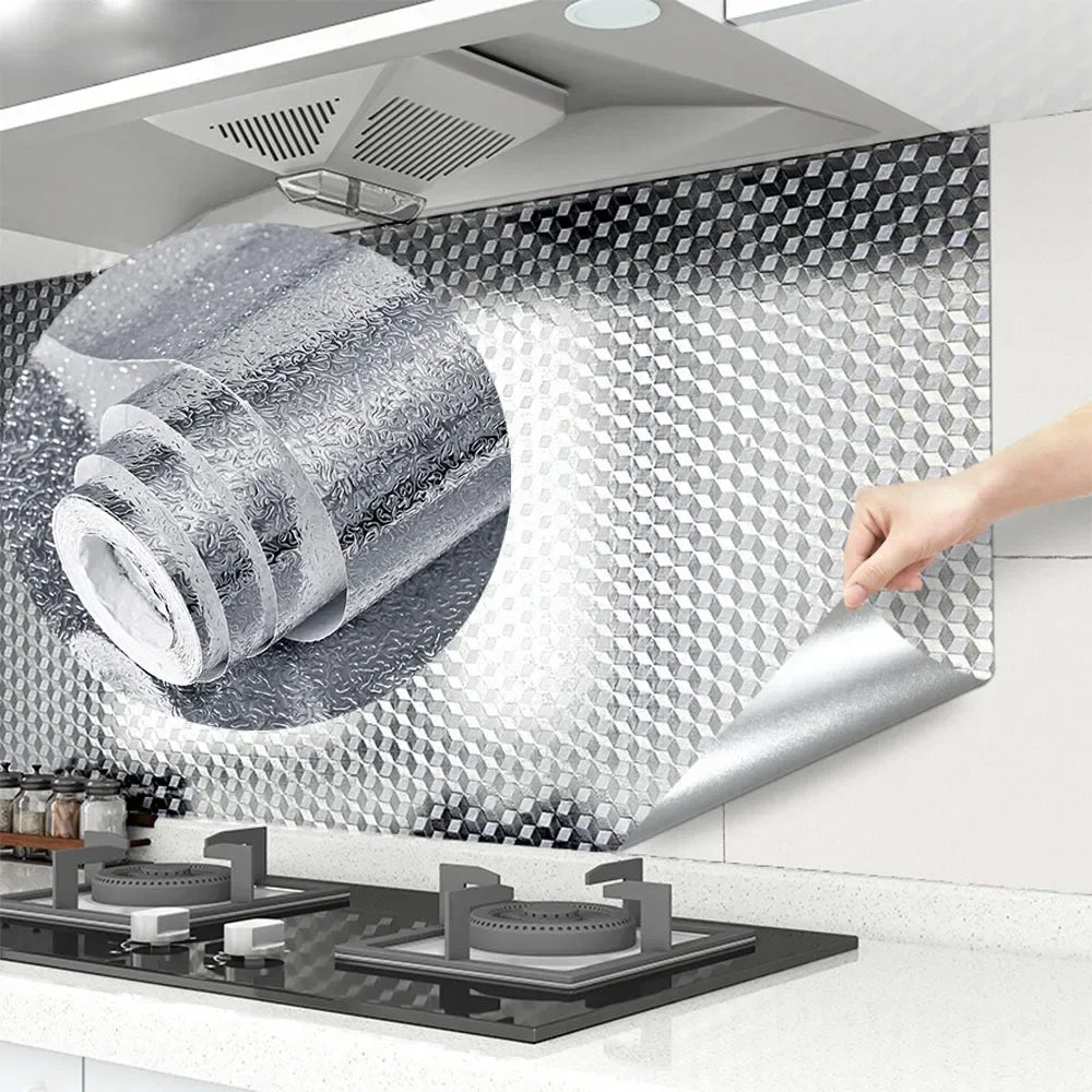 40cm Wide Self-Adhesive Aluminum Foil Waterproof And Oil-Proof Kitchen Stickers Suitable For Countertops Drawers And Cabinets. Oasis Select