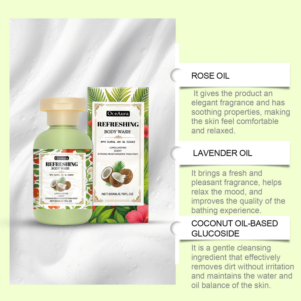 Fragrance Body Wash Leave Fragrance Oil Control Skin Exfoliator Refreshing Deep Moisturize Brighten Fragrance Shower Gel Oasis Select