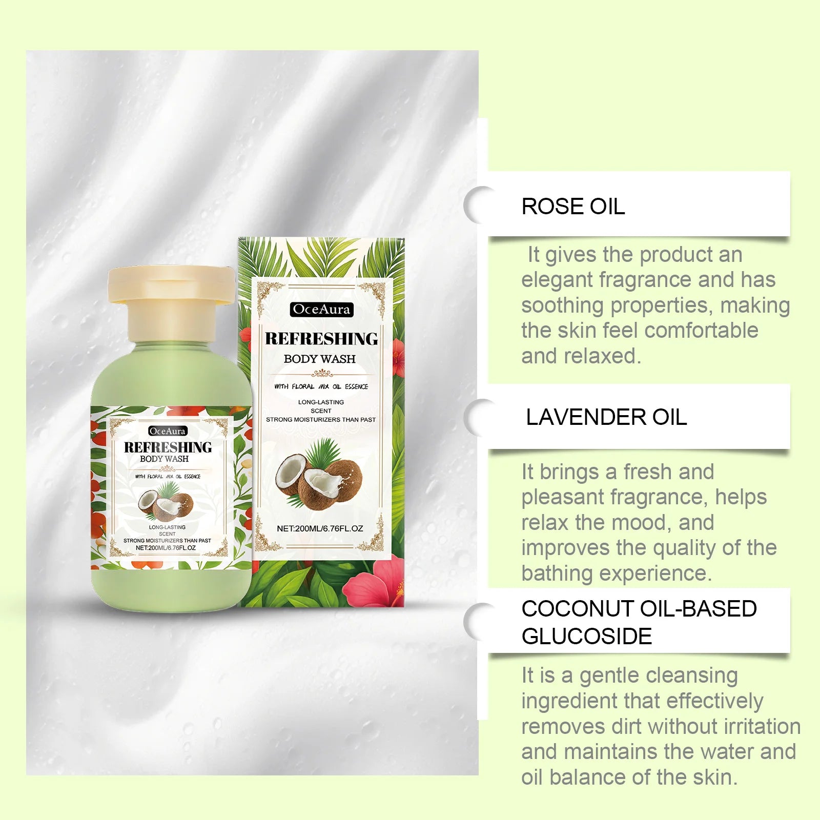 Fragrance Body Wash Leave Fragrance Oil Control Skin Exfoliator Refreshing Deep Moisturize Brighten Fragrance Shower Gel Oasis Select