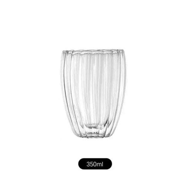 250/350/450ml Glass Cup Stripe Double Wall High Borosilicate Heat Resistant Tea Handmade Milk Juice Whisky Espresso Coffee Mug Oasis Select 350ML 250-450ml
