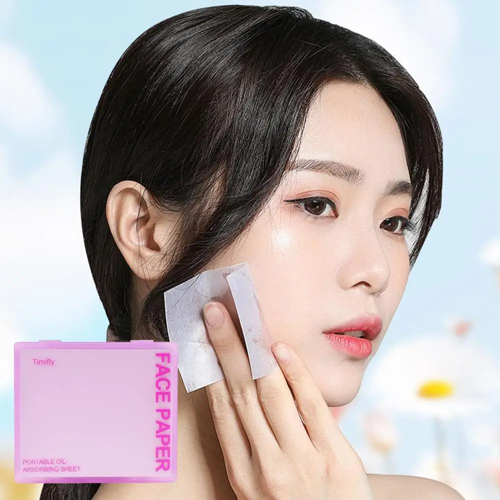 100-Pack Face Oil Blotting Sheets with Mirror Box – Men & Women