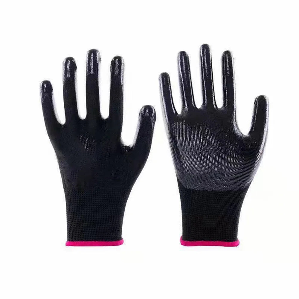 1pair Nylon Safety Working Gloves Premium Nitrile Coated Builders Excellent Grip Gardening Grip Industrial Protective Work Glove Oasis Select Black