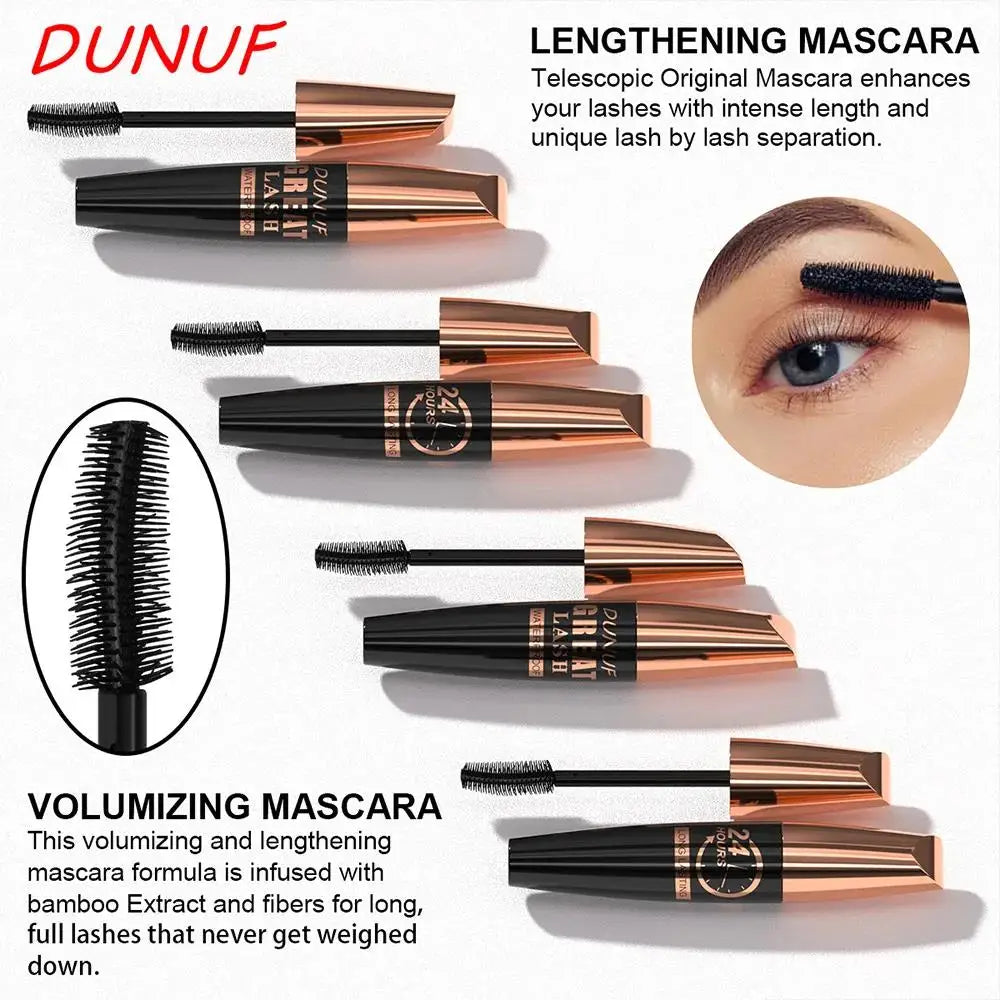 DUNUF 24H Waterproof Mascara – Volume, Length & Curl Vegan