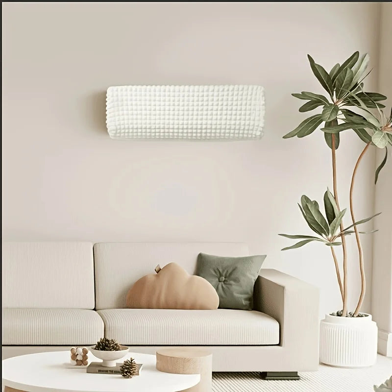 1pc All-Inclusive Wall Air Conditioner Dust Cover Washable Checkered Elastic Fabric Air Conditioner Cover Wear-Resistant Home Oasis Select