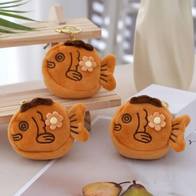 Kawaii Taiyaki Fish Plush Coin Purse | Zippered Mini Wallet