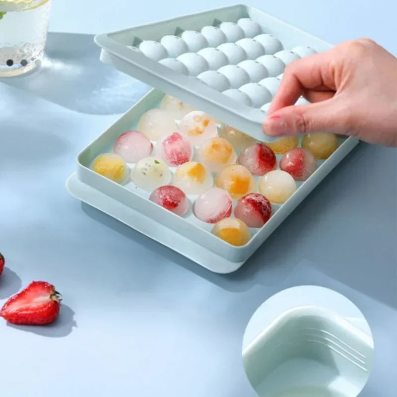 33-Piece Round Ice Ball Maker Tray with Lid | Cocktail & Whiskey
