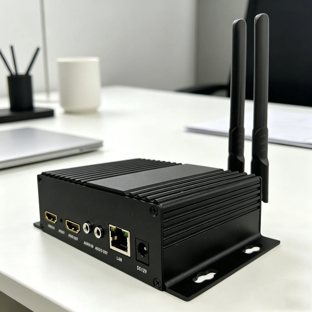 H.265 HD video codec with OLED display; HD-to-IP video encoder/decoder supporting HD loop-through or decoded HD output Oasis Select