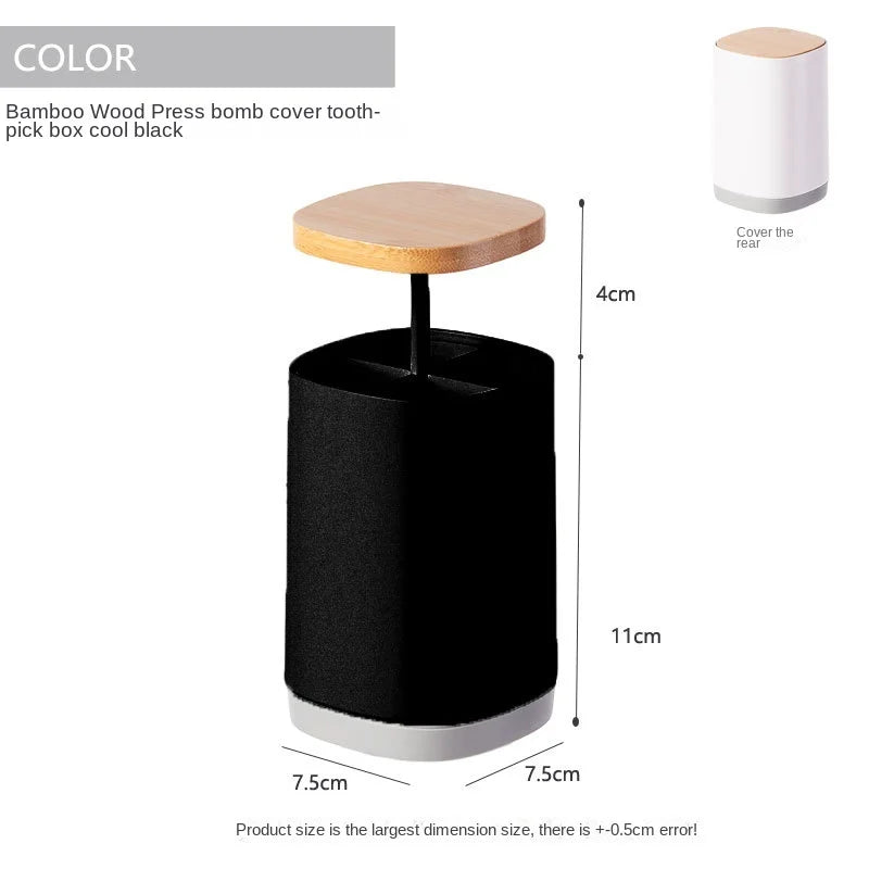 Household creative press-type toothpick box large-capacity grid toothpick tube simple personality toothpick storage tube Oasis Select Black