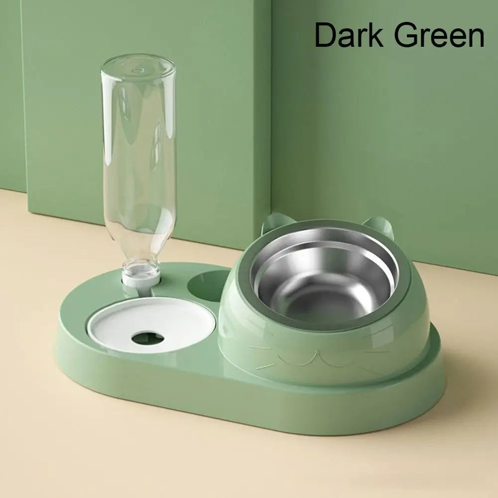 2-in-1 Cat Food & Water Bowl | Auto Refill Dry Wet Separation