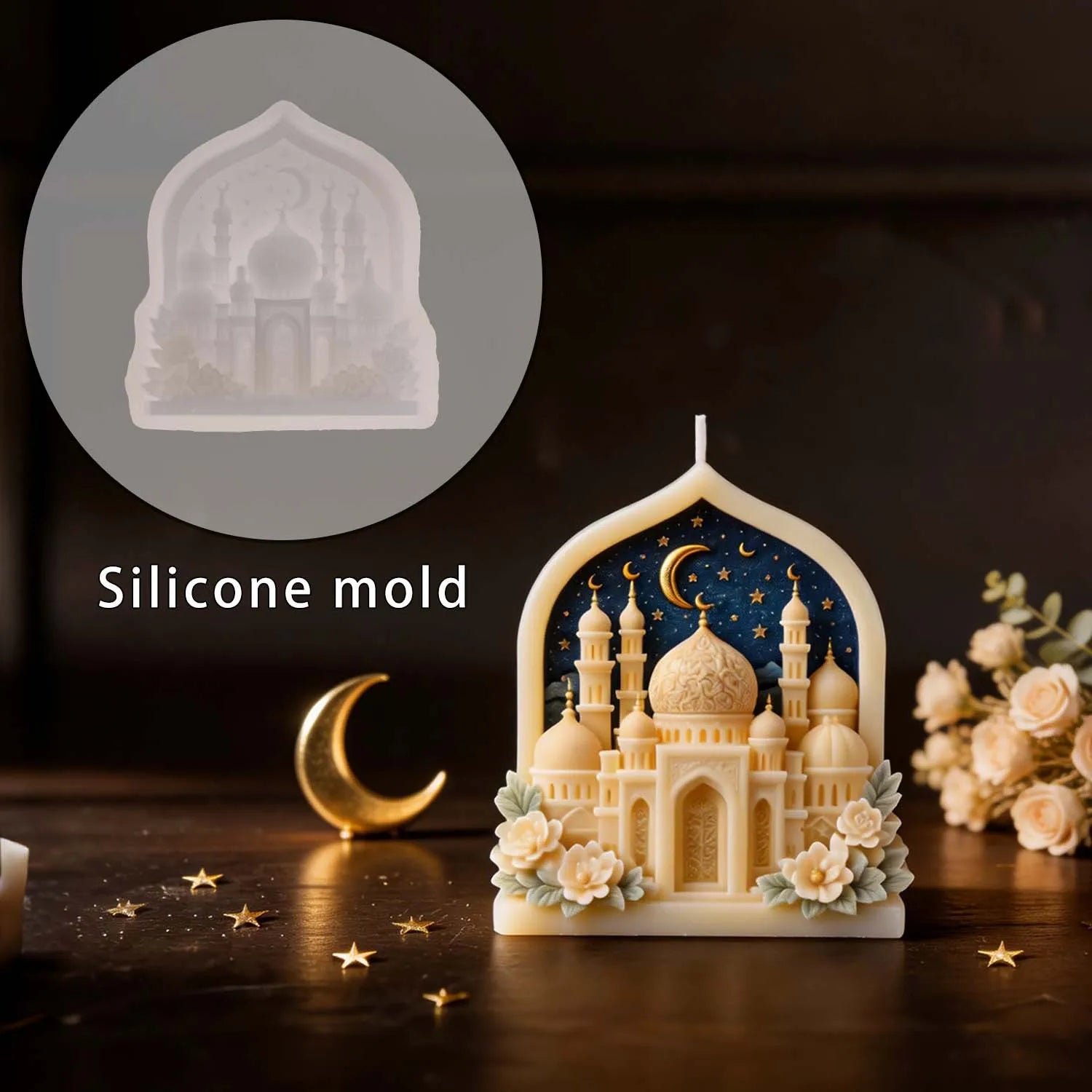 Ramadan Eid Mold Easy Demold Mosque Silicone Mold 3d Candle Mold For Eid Al-Fitr Diy Crafts Ramadan Oasis Select