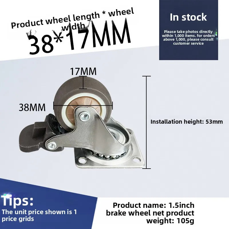 4pcs 1 1.25 1.5 2 Inch Furniture Caster Soft Rubber Universal Wheel Swivel Caster Roller Wheel For Platform Trolley Accessories Oasis Select 1.5 inch C