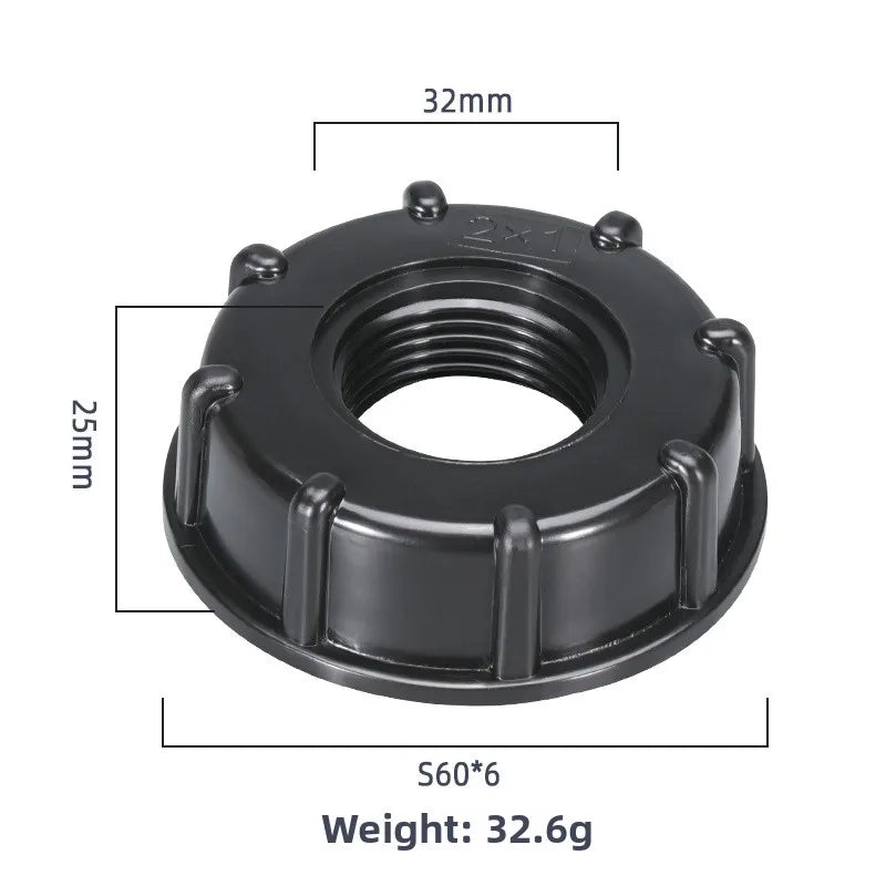1Pc Durable IBC Tank Adapter - S60x6 Coarse Threaded Cap (60mm Female Thread) to 1/2", 3/4", 1" Connector Oasis Select C