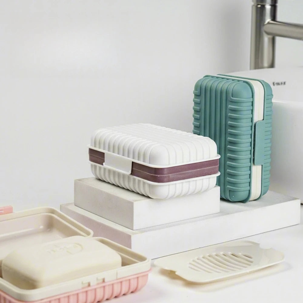 Compact Soap Dish with Lid Keeps Dry for Bathroom Travel Home Essentials Soap Holder Tray Bathroom Accessory Container Oasis Select