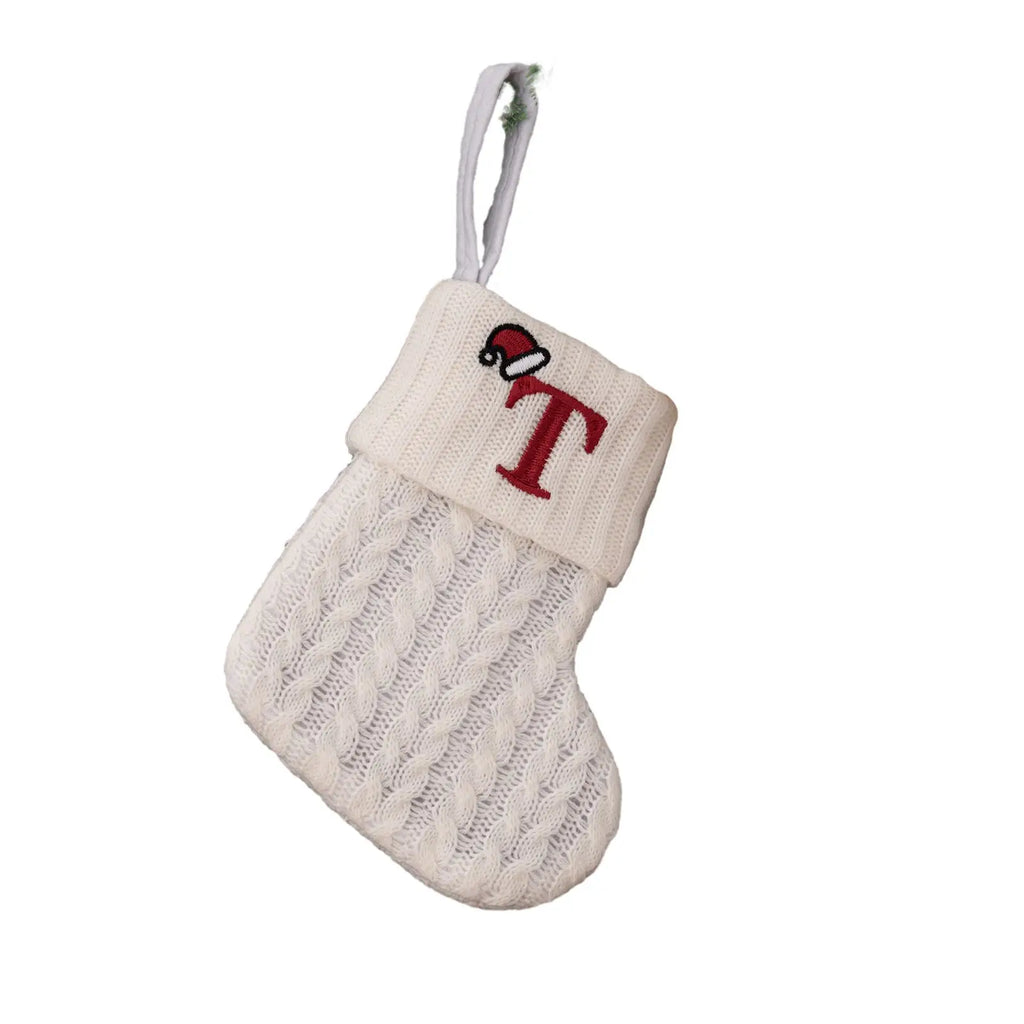 With Hanging Rope Christmas Stocking Children Candy Bag Beautiful Knitted Pendant White Snowflake Alphabet Christmas Tree Oasis Select T China Mainland