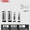 New 1.5V AA 5800mAh+AAA 3600mAh Lithium rechargeable Battery,USB Fast Charging Li-ion Battery , 2000 Cycles with USB- C Cable Oasis Select 2AA 2AAA