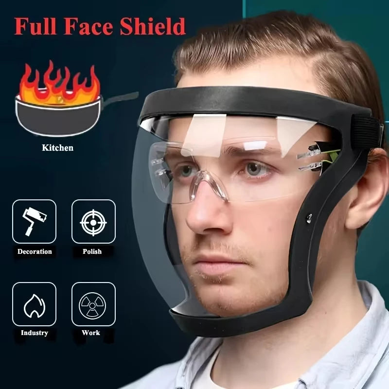 Full-Face Transparent Protection Mask with Adjustable Buckle - Reusable and Heat-Resistant Facial Shield for Safety in Work, Out Oasis Select