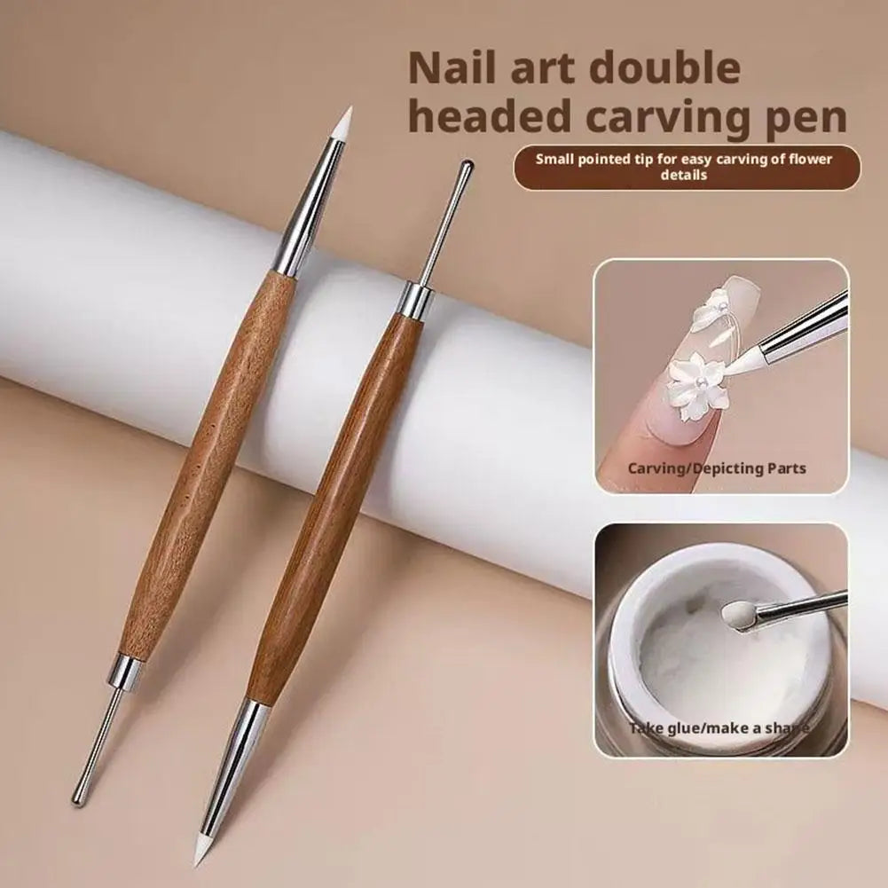 Dual-Head Nail Art Tool Nail Art Sculpture Pen Pumice Stone Nail File Cuticle Pusher & Nail Brush for Cleaning Gradient Blending Oasis Select