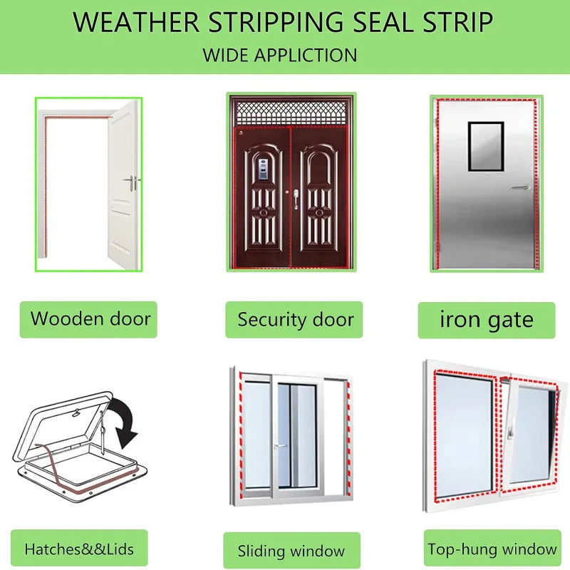 1 Piece Security Door Access Door Window Sealing Strip TPE Weatherproof Anti-Collision Strip Sound Insulationself-Adhesive Oasis Select