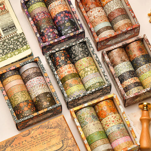 12-Roll Floral Washi Tape Set – Vintage Plant DIY Craft Tapes Decorative Washi Tape Oasis Select