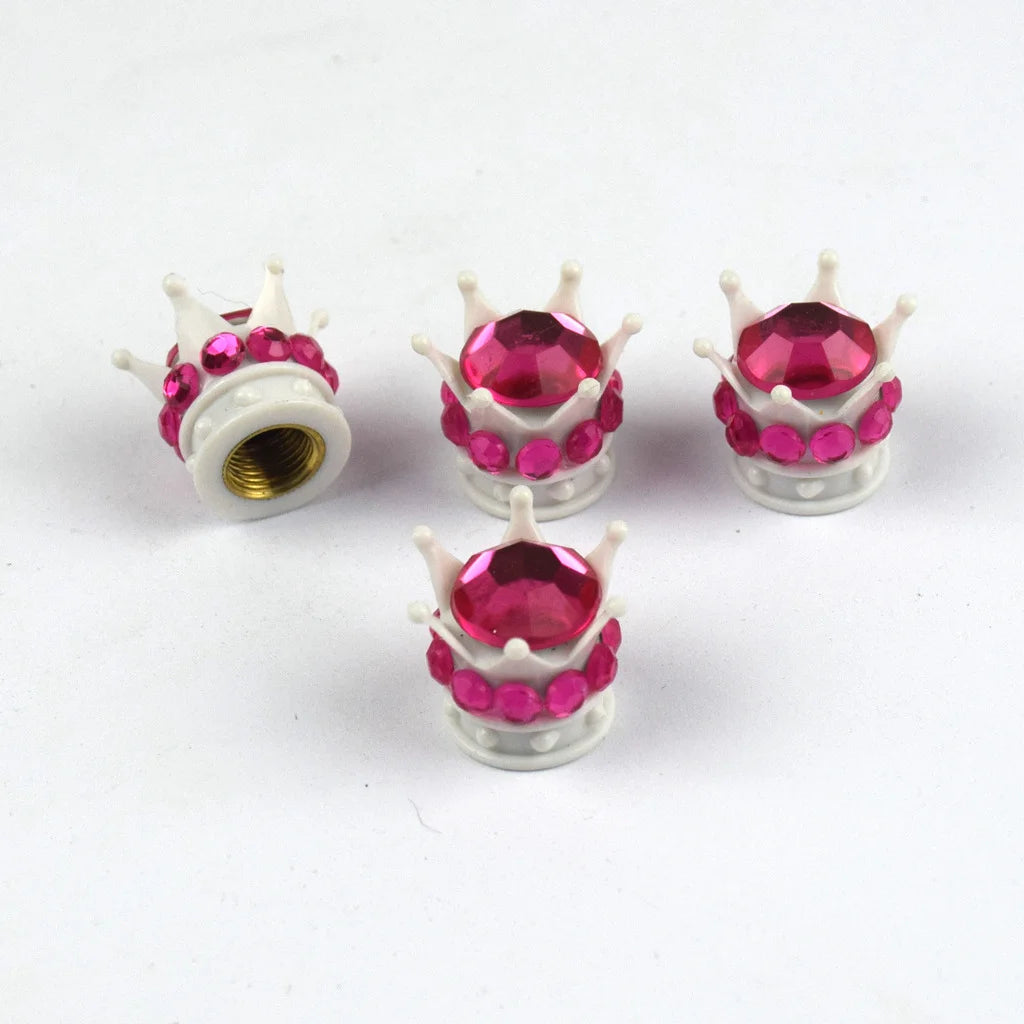 Car tire modification accessories Crown valve cap Diamond valve core cap Inlaid diamond valve cap Car supplies Oasis Select 4pcs 6