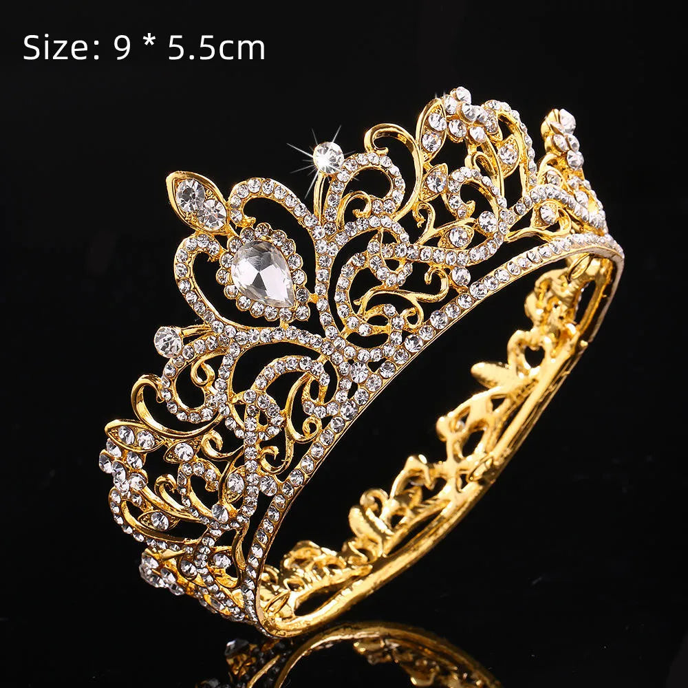 Rhinestone Crown Baking Cake Topper Headwear Decoration Children's Hair Accessories Princess Wedding Birthday Party Supplies New Oasis Select Gold CHINA