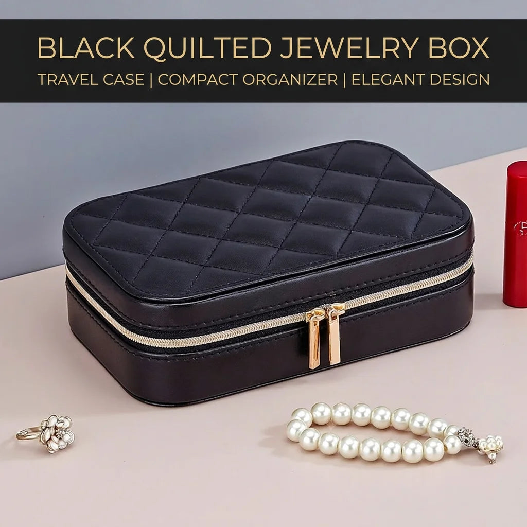 Jewelry Storage Box Portable Double Layer Jewelry Organizer Travel Jewelry Box Dustproof For Business Trips Home Dressing Table Oasis Select Black